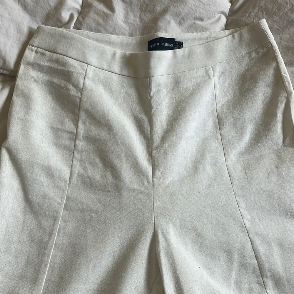 Pretty little thing white linen pants size 4 NWOT